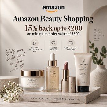 India Desire : Amazon Beauty Offer: Get 15% Back Upto Rs 200 On Beauty Shopping Starts @Rs 300 Only