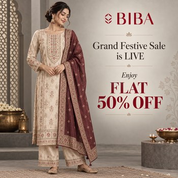 India Desire : Biba Grand Festive Sale Offers [Live Now]: Flat 50% Off On Ethnic Wear, Suit Sets, Kurtas & More