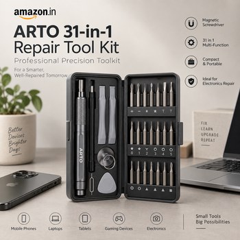 India Desire : Buy ARTO Professional Household Repair 31 in 1 Tool Kit Magnetic Screw Driver At Rs 279 From Amazon [Regular Price Rs 599]