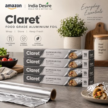 India Desire : Buy Claret Food Grade Aluminium Foil Roll 18 Meter (Pack of 4) At Rs 276 From Amazon [Regular Price Rs 916]