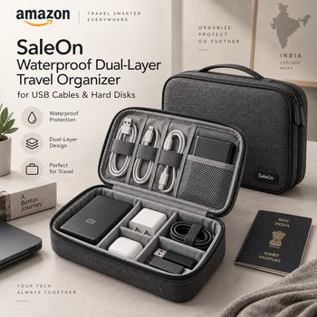 India Desire : Buy SaleOn Waterproof Dual-Layer Travel Organizer for USB Cables & Hard Disks At Rs 298 From Amazon [Regular Price Rs 899]