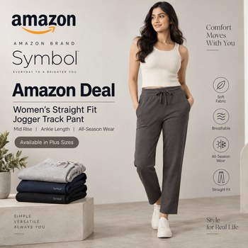 India Desire : Buy Amazon Brand Symbol Women's Straight Fit All-Season Jogger Track Pant (Mid Rise | Ankle Length) At Rs 422 From Amazon [Regular Price Rs 1899]