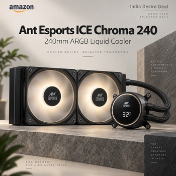 India Desire : Buy Ant Esports ICE Chroma 240 ARGB 240mm Liquid Cooler With CPU Temperature Display At Rs 3483 From Amazon [Regular Price Rs 8499]