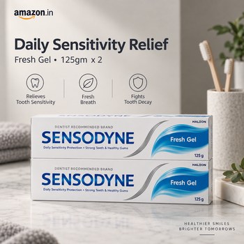 India Desire : Buy Sensodyne Toothpaste Fresh Gel Combo Pack 250gm (125gm x 2) At Rs 296 From Amazon [Regular Price Rs 420]