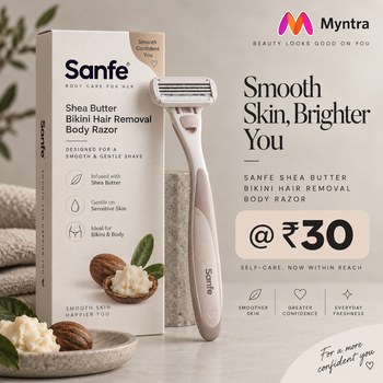 India Desire : Buy Sanfe Shea Butter Bikini Hair Removal Body Razor At Rs 30 From Myntra [Regular Price Rs 56]