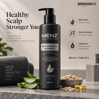 India Desire : Buy MENZ Anti-Dandruff Shampoo For Men 300 Ml (Pack of 1) At Rs 125 From Amazon [Regular Price Rs 299]