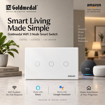 India Desire : Buy Goldmedal WiFi 3 Node Smart Switch Compatible With Alexa & Google Assistant (White) At Rs 1099 From Amazon [Regular Price Rs 2793]
