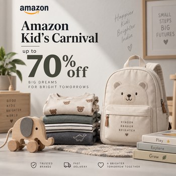 India Desire : Amazon Kids Carnival Offers: Upto 70% Off Kids Fashion, Baby Clothing, Shoes & School Bags