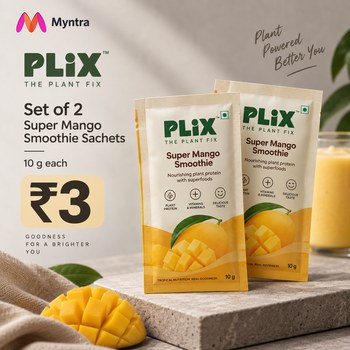 India Desire : Buy Plix The Plant Fix Set Of 2 Super Mango Smoothie Sachets 10 g Each At Rs 3 From Myntra [Regular Price Rs 34]