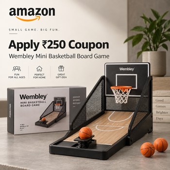 India Desire : Buy Wembley Mini Basketball Board Game For Boys & Girls Tabletop At Rs 249 From Amazon [Regular Price Rs 699]