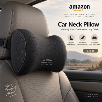 India Desire : Buy CARTSCOLONY Car Neck Pillow Headrest Memory Foam Cushion for Long Drives (Pack of 1) At Rs 449 From Amazon [Regular Price Rs 999]