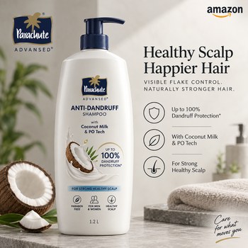 India Desire : Buy Parachute Advansed Anti-Dandruff Shampoo with Coconut Milk & PO Tech 1.2L At Rs 549 From Amazon [Regular Price Rs 1299]