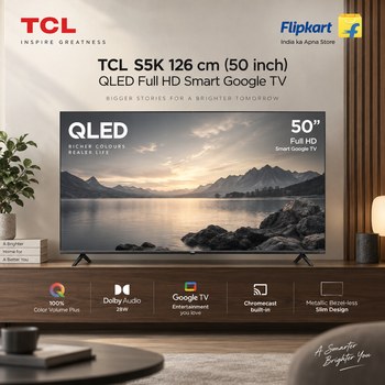 India Desire : Buy TCL S5K 126 cm (50 inch) QLED Full HD Smart Google TV From Flipkart [Regular Price Rs 53990]