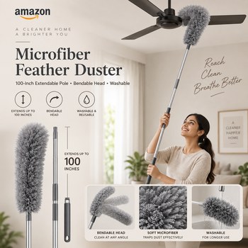 India Desire : Buy MiniPy Microfiber Feather Duster with Extendable Long Pole (100 Inches) At Rs 149 From Amazon [Regular Price Rs 799]