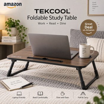 India Desire : Buy TEKCOOL Study Table Foldable Wooden Laptop Bed Tray Table 60 cm At Rs 499 From Amazon [Regular Price Rs 999]