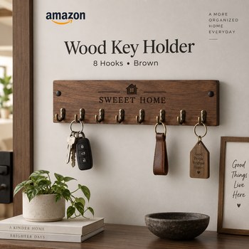 India Desire : Buy Khushansh Crafts Sweet Home Wood Key Holder (8 Hooks, Brown) From Amazon [Regular Price Rs 999]