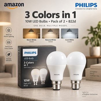 India Desire : Buy Philips 10W 3-in-1 Scene Switch LED Bulb Pack of 2 (Tunable White, B22d) At Rs 197 From Amazon [Regular Price Rs 699]