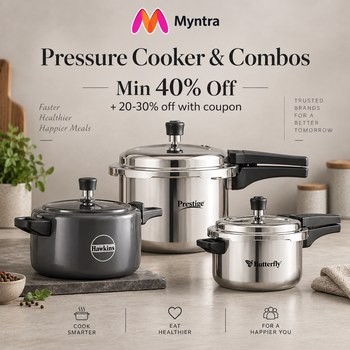 India Desire : Myntra Pressure Cooker Offer: Min 40% Off On Pressure Cookers & Combos + Extra 20-30% Off With Coupon