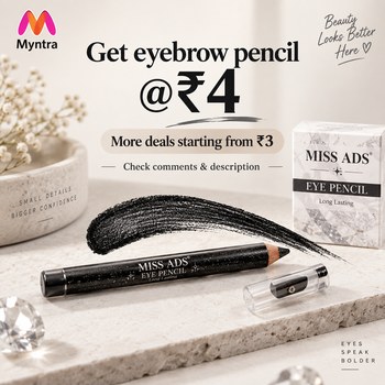 India Desire : Buy Miss Ads Long Lasting Eye Pencil - Glitter Black At Rs 4 From Myntra [Regular Price Rs 29]