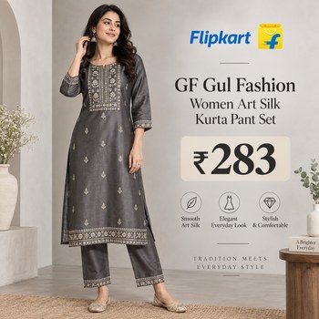 India Desire : Buy Gf Gul Fashion Women Art Silk Kurta Pant Set At Rs 283 From Flipkart [Regular Price Rs 2200]