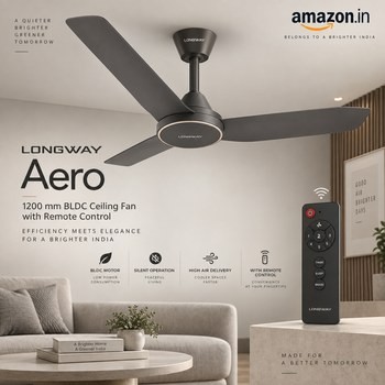 India Desire : Buy LONGWAY Aero 120l0 mm BLDC Ceiling Fan with Remote Control | From Amazon [Regular Price Rs 4181]