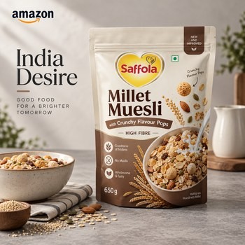 India Desire : Buy Saffola Millet Muesli with Crunchy Flavour Pops & High Fibre 650g At Rs 225 From Amazon [Regular Price Rs 470]