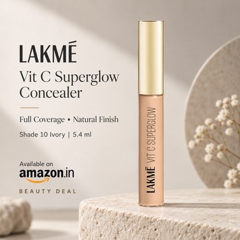 India Desire : Buy Lakme Makeup+Skincare Full Coverage Natural Finish Liquid Vit C Superglow Concealer 10 Ivory 5.4ml At Rs 157 From Amazon [Regular Price Rs 300]