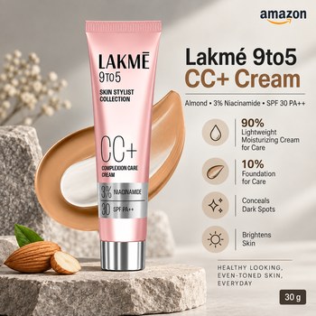 India Desire : Buy Lakme 9 to 5 CC Cream Almond 30 g At Rs 175 From Amazon [Regular Price Rs 399]