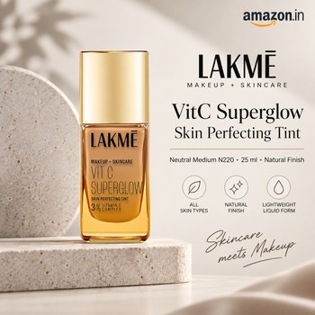 India Desire : Buy Lakme Makeup+Skincare VitC Superglow Skin Perfecting Tint Neutral Medium N220 25ml From Amazon [Regular Price Rs 399]