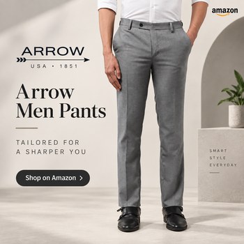 India Desire : Buy Arrow Men's Regular Fit Textured Trousers From Amazon [Regular Price Rs 2899]