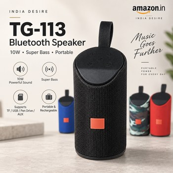 India Desire : Buy TG-113 Best Bluetooth Wireless Speaker 10 Watt Super Bass Portable (TF/USB/Pen Drive/AUX, Multi-Color) From Amazon [Regular Price Rs 999]