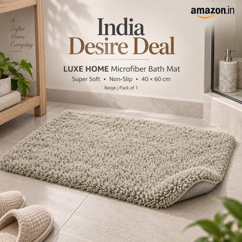 India Desire : Buy LUXE HOME INTERNATIONAL Microfiber Luxe Home Bath Mat Super Soft Non Slip Vegas Mats (40X60 Cm, Beige) Pack Of 1 At Rs 447 From Amazon [Regular Price Rs 1449]