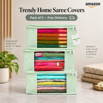India Desire : Buy Trendy Home Saree Covers For Storage With Zipper Closure Pack of 3 (Green) From Amazon [Regular Price Rs 299]