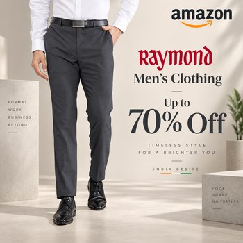 India Desire : Amazon Mens Clothing Offer: Upto 70% Off On Raymond Formal Shirts & Trousers Starts @Rs 440 Only
