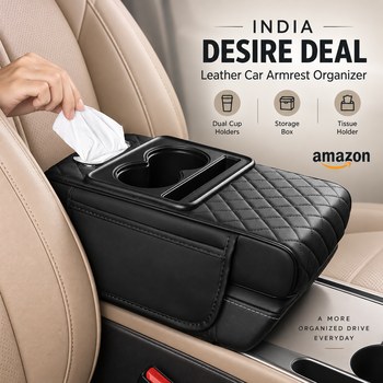 India Desire : Buy Leather Car Armrest Cushion With Dual Cup Holders & Storage Box From Amazon [Regular Price Rs 1499]