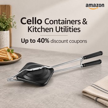 India Desire : Buy Cello Non-Stick Aluminium Sandwich Gas Toaster Black From Amazon [Regular Price Rs 545]: Upto 40% Off With Coupons