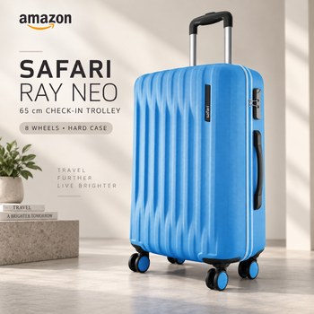 India Desire : Buy Safari Medium Ray Neo 8 Wheels 65cm Check-in Hard Case Trolley Bag At Rs 1969 From Amazon [Regular Price Rs 10999]
