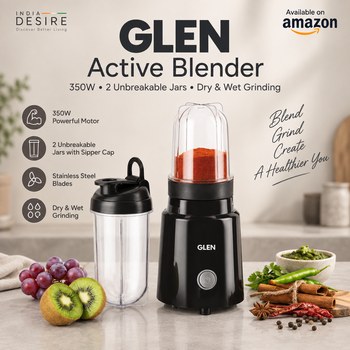 India Desire : Buy Glen Active Blender Grinder & Juicer Smoothie Maker 350W (2 Unbreakable Jars with Sipper Cap) At Rs 1849 From Amazon [Regular Price Rs 4395]