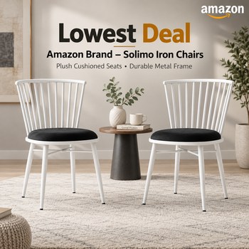 India Desire : Buy Amazon Brand Solimo Iron Chair with Cushioned Seat Set of 2 White At Rs 2651 From Amazon [Regular Price Rs 8100]