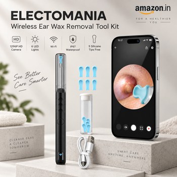 India Desire : Buy ELECTOMANIA Wireless Ear Wax Removal Tool Kit with 1296P HD Camera At Rs 599 From Amazon [Regular Price Rs 2999]
