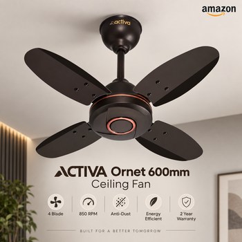 India Desire : Buy ACTIVA Ornet 600mm 4 Blade High Speed Ceiling Fan (Smoke Brown) At Rs 1198 From Amazon [Regular Price Rs 2990]
