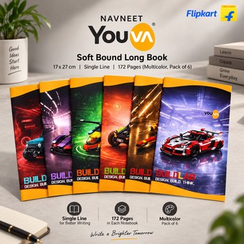 India Desire : Buy NAVNEET Youva Soft Bound Long Book 17x27 cm Regular Notebook Single Line 172 Pages (Multicolor, Pack of 6) At Rs 150 From Flipkart [Regular Price Rs 300]