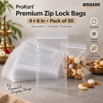 India Desire : Buy ProKart Premium Zip Lock Pouches Medium Transparent 4X6 Inch (Pack of 50) At Rs 158 From Amazon [Regular Price Rs 278]