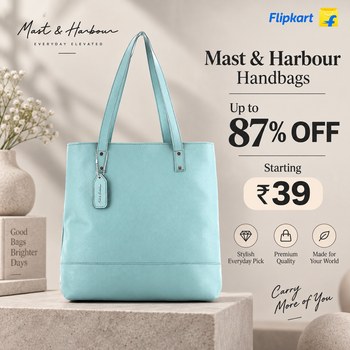 India Desire : Flipkart Handbags Offer: Upto 87% Off On Mast & Harbour Handbags Starts @Rs 39 Only