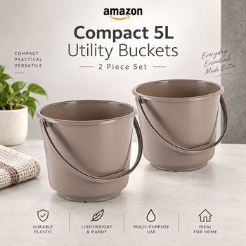 India Desire : Buy Kuber Industries 2 Pcs Compact Size Plastic 5 Litre Bucket for Kitchen, Cleaning & Water Storage At Rs 229 From Amazon [Regular Price Rs 899]