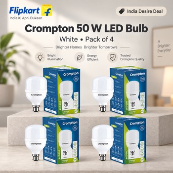 India Desire : Buy Crompton 50 W Basic Standard B22 LED Bulb (White, Pack of 4) At Rs 819 From Flipkart [Regular Price Rs 5500]
