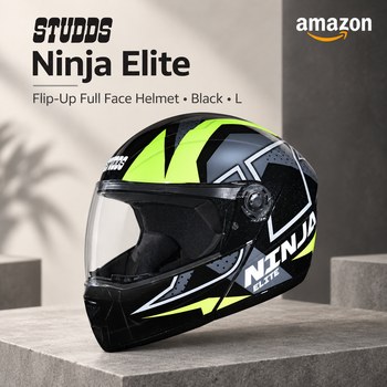 India Desire : Buy STUDDS Ninja Elite Super D6 Flip-Up Full Face Helmet N5 Black-L At Rs 1998 From Amazon [Regular Price Rs 2145]