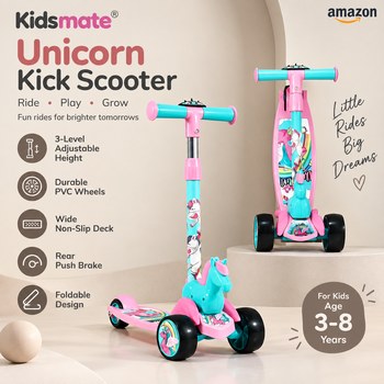 India Desire : Buy Kidsmate Unicorn Kick Scooter For Kids Age 3-8 Years (Pink) At Rs 1099 From Amazon [Regular Price Rs 4599]