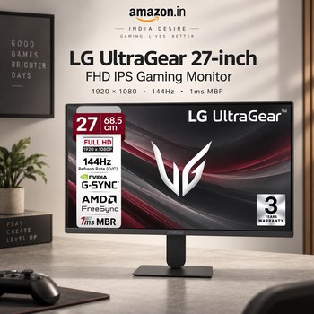 India Desire : Buy LG 27G411A 68.5 cm (27 Inch) UltraGear FHD (1920 x 1080) IPS Gaming Monitor At Rs 10799 From Amazon [Regular Price Rs 25000]
