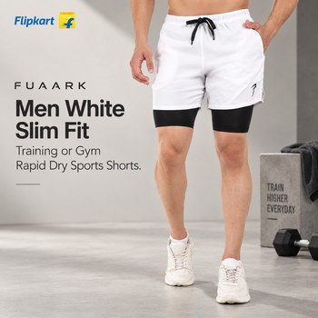 India Desire : Buy Fuaark Men White Slim Fit Training or Gym Rapid Dry Sports Shorts At Rs 599 From Flipkart [Regular Price Rs 1999]